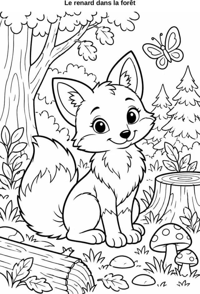 Aperçu du coloriage Le renard dans la forêt