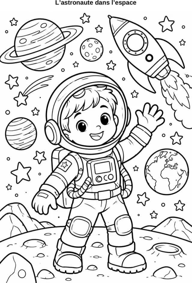 Aperçu du coloriage L’astronaute dans l’espace