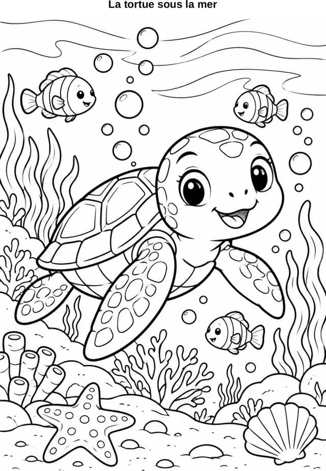 Aperçu du coloriage La tortue sous la mer